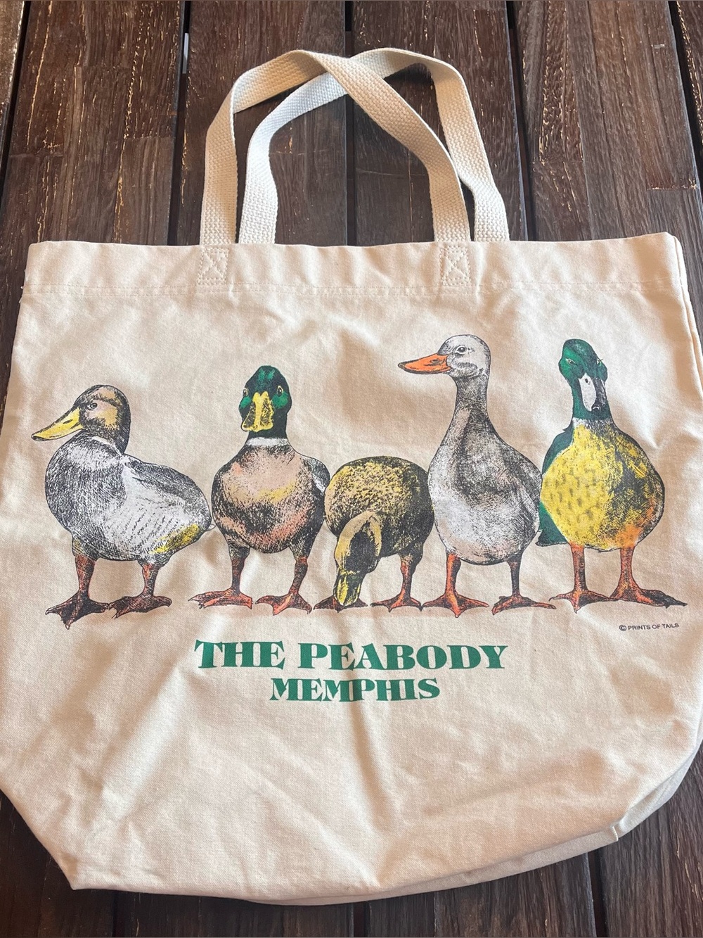 The Peabody Memphis Canvas Tote Bag Ducks Fountain Print Vintage Prints Of Tails
